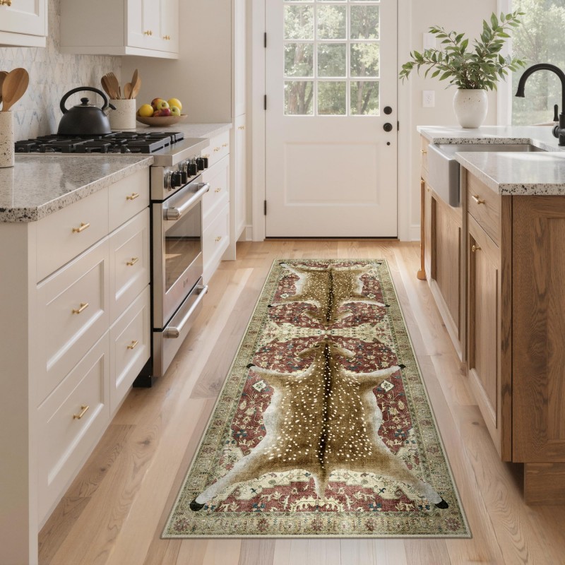 Commercial Kitchen Background - Mushroom Butterfly Runner Rug Black Background