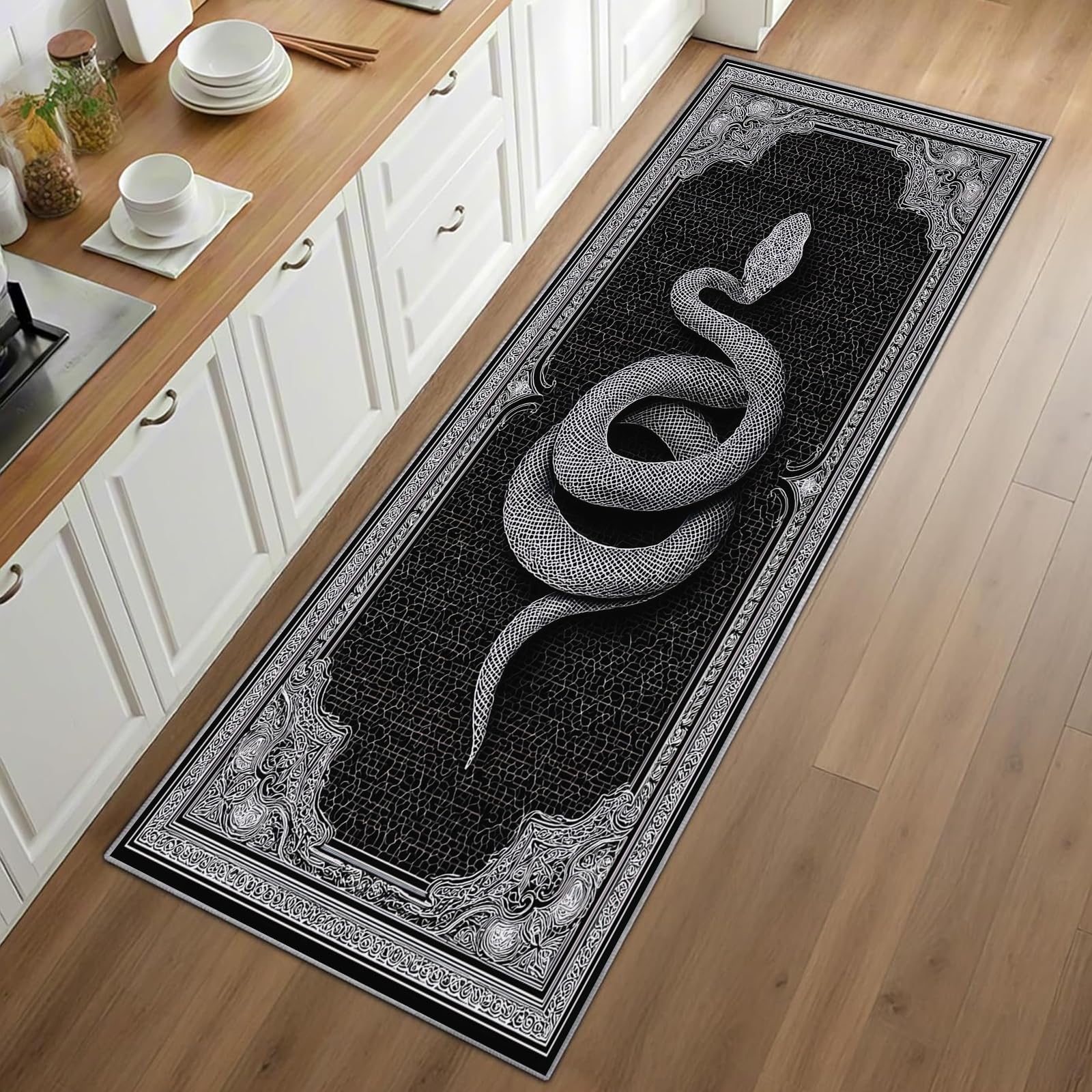 Gothic Snake Runner Rug Black  - огляд і ціна Commercial Kitchen Background