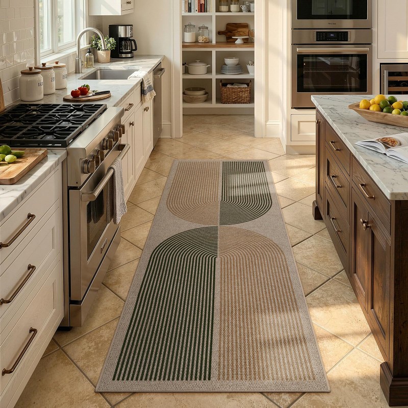 Art Deco Runner Rug Green Back - огляд і ціна Commercial Kitchen Background