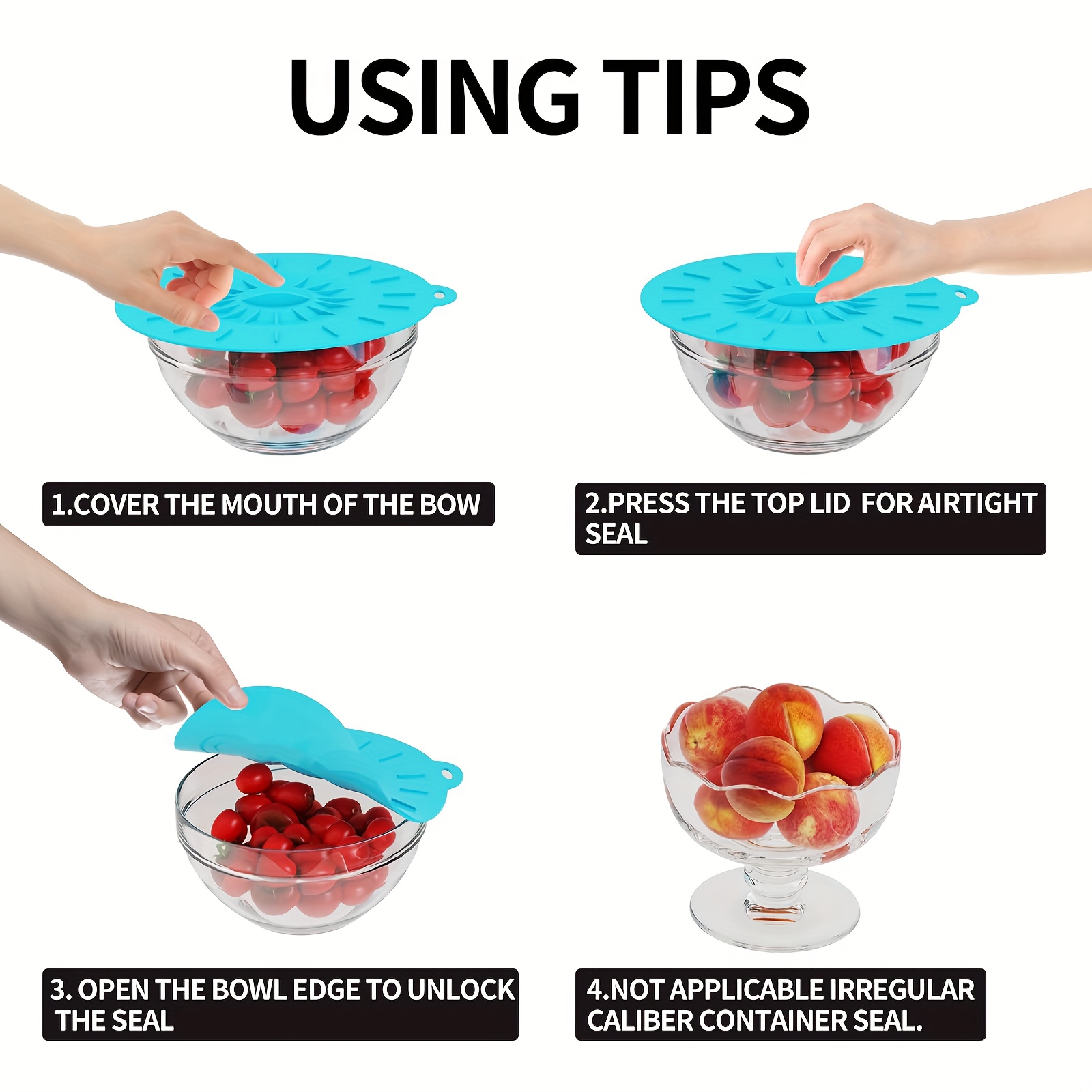 5-Piece Silicone Lids, Heat-Re - огляд і ціна Commercial Kitchen Pots And Pans